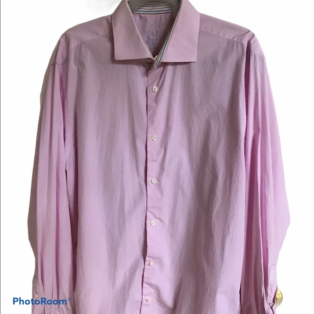 Bugatchi Pink Dress Shirt, with Striped accents